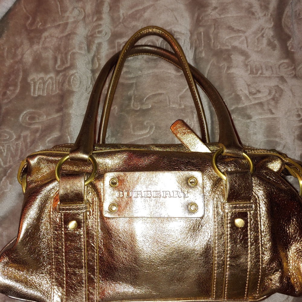 Burberry bronze leather purse bag